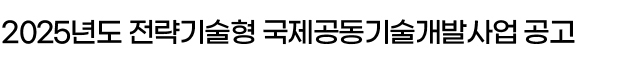 2025년도 전략기술형 국제공동기술개발사업 공고